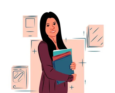 Vector teacher in shadow of sharp lines style Stock Illustration