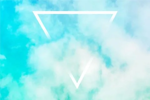 Vector teal blue sky background with puffy clouds and a frame, an abstract Stock Illustration