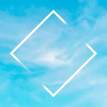 Vector teal blue sky background with white clouds and a frame, an abstract Stock Illustration