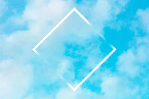 Vector teal blue sky background with white clouds and a frame, an abstract Stock Illustration