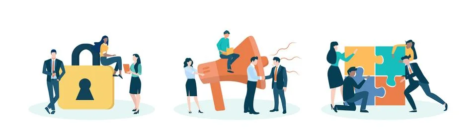 Vector of a team of businesspeople solving successfully problems Illustrazione stock