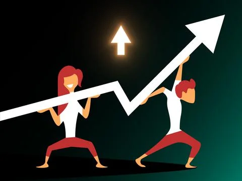 Vector teamwork in gradient style. Editable illustration Stock Illustration