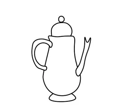 Vector teapot with a black line. Simple food and cooking illustration Stock Illustration