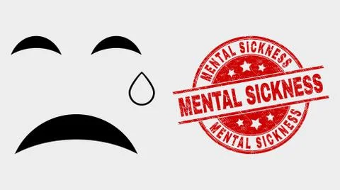 Vector Tear Smiley Icon and Distress Mental Sickness Stamp Illustrazione stock