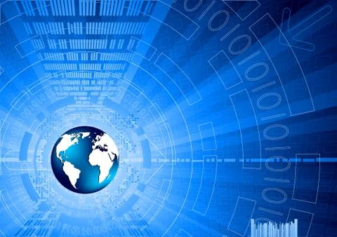 Vector tech background with globe Stock Illustration