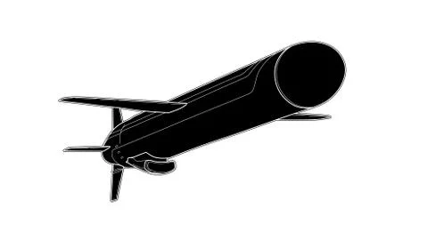 Vector tech draw illustration of cruise missile Stock Illustration
