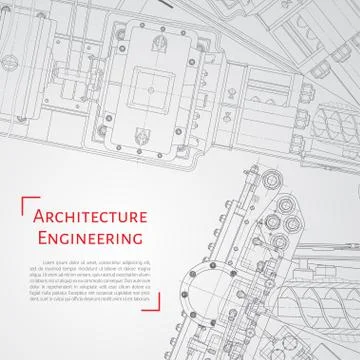 Vector technical blueprint of  mechanism Stock Illustration
