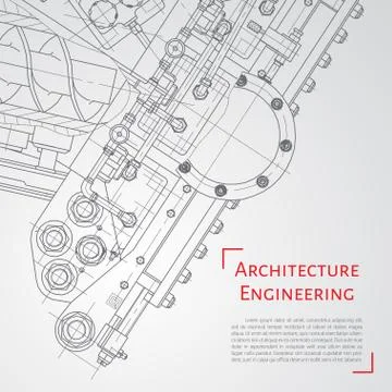Vector technical blueprint of  mechanism Stock Illustration