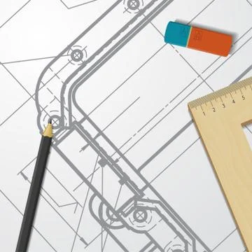 Vector technical blueprint of mechanism Stock Illustration