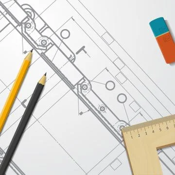 Vector technical blueprint of mechanism Stock Illustration