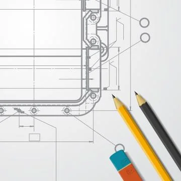 Vector technical blueprint of mechanism Stock Illustration