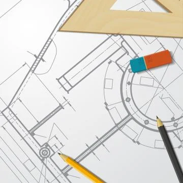 Vector technical blueprint of mechanism Stock Illustration