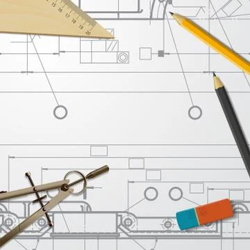 Vector technical blueprint of mechanism Stock Illustration