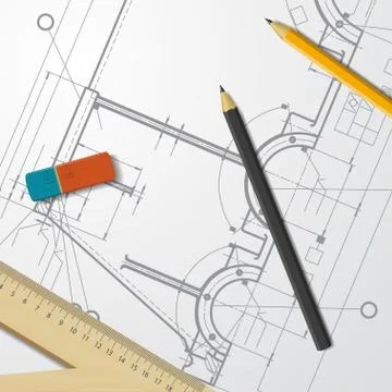 Vector technical blueprint of mechanism Stock Illustration