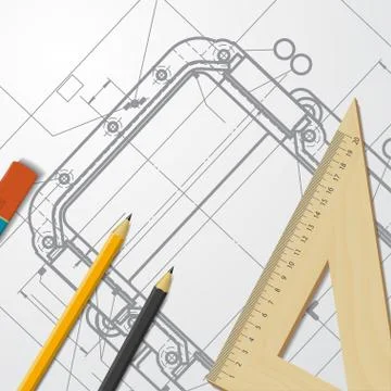 Vector technical blueprint of mechanism Stock Illustration