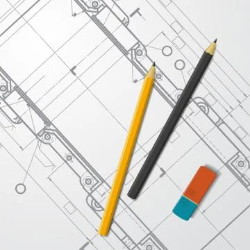 Vector technical blueprint of mechanism Stock Illustration