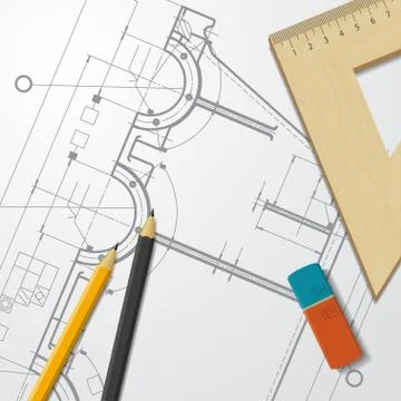 Vector technical blueprint of mechanism Stock Illustration