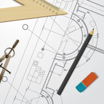 Vector technical blueprint of mechanism Stock Illustration