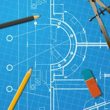 Vector technical blueprint of mechanism Stock Illustration