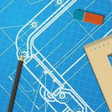 Vector technical blueprint of mechanism Stock Illustration