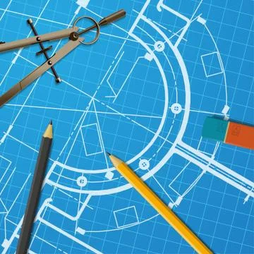 Vector technical blueprint of mechanism Stock Illustration