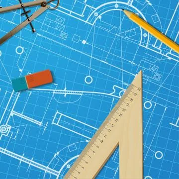 Vector technical blueprint of mechanism Stock Illustration