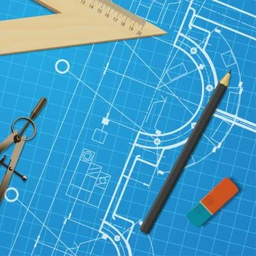 Vector technical blueprint of mechanism Illustrazione stock