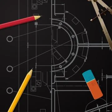 Vector technical blueprint of mechanism Stock Illustration