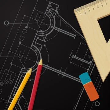 Vector technical blueprint of mechanism Stock Illustration