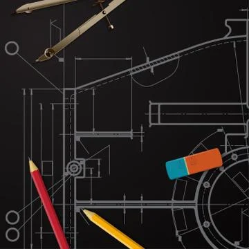 Vector technical blueprint of mechanism Stock Illustration