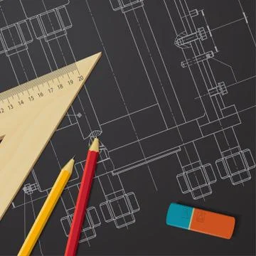 Vector technical blueprint of mechanism Stock Illustration