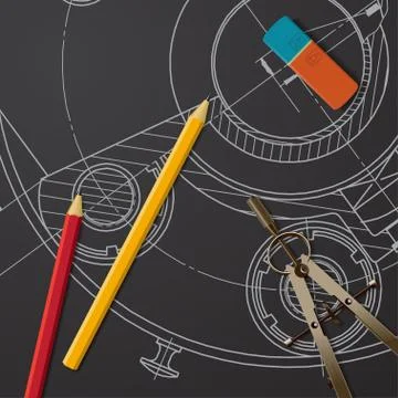 Vector technical blueprint of mechanism Stock Illustration