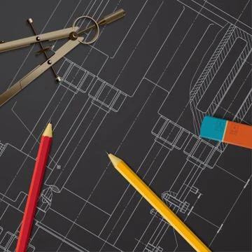 Vector technical blueprint of mechanism Stock Illustration