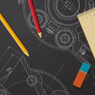 Vector technical blueprint of mechanism Illustrazione stock