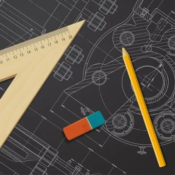 Vector technical blueprint of mechanism Stock Illustration