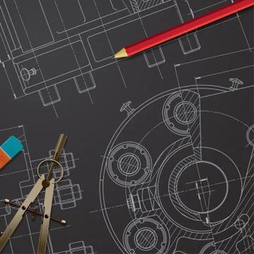 Vector technical blueprint of mechanism Stock Illustration