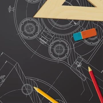 Vector technical blueprint of mechanism Stock Illustration