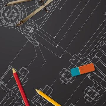 Vector technical blueprint of mechanism Stock Illustration