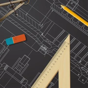 Vector technical blueprint of mechanism Stock Illustration