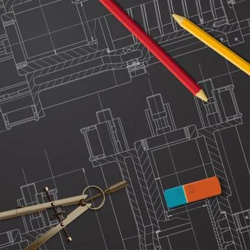 Vector technical blueprint of mechanism Stock Illustration