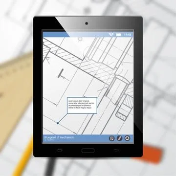 Vector technical blueprint of mechanism Stock Illustration