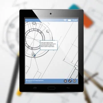 Vector technical blueprint of mechanism Stock Illustration