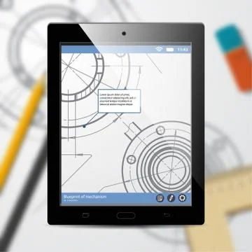 Vector technical blueprint of mechanism Stock Illustration