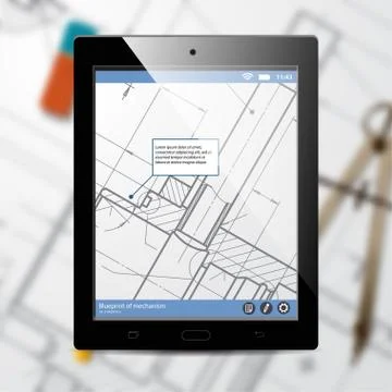 Vector technical blueprint of mechanism Stock Illustration