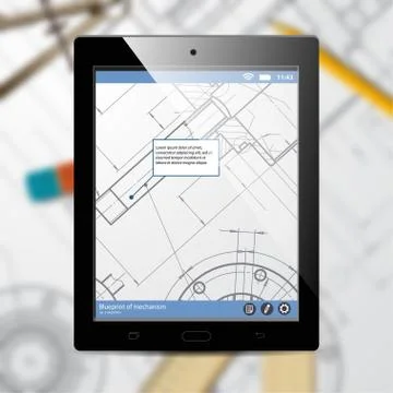 Vector technical blueprint of mechanism Stock Illustration