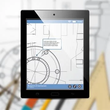 Vector technical blueprint of mechanism Stock Illustration