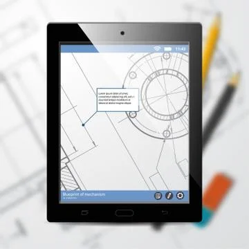 Vector technical blueprint of mechanism Stock Illustration