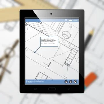 Vector technical blueprint of mechanism Stock Illustration