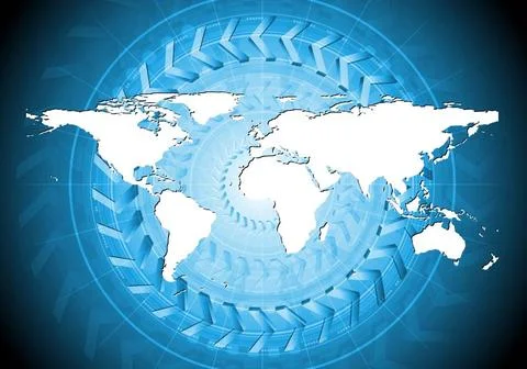 Vector technical design with world map. Eps 10 Vector technical design wit... Stock Photos