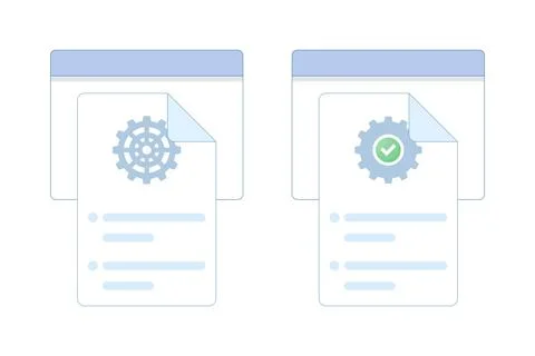 Vector of technical manual document icons featuring setup instructions Stock Illustration